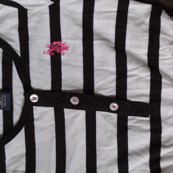 2/$5 U.S. POLO ASSN. Girls Striped Button Logo Tee & Denim Shorts One Piece!! - Picture 4 of 5